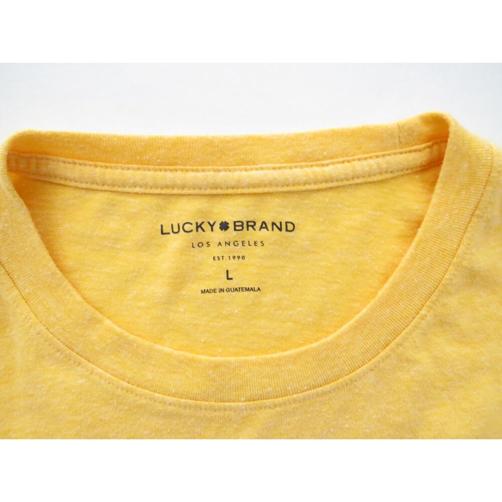 Lucky Brand Men's "Stay Wild" Coyote Biker Graphic T shirt Yellow L EUC - Picture 5 of 8